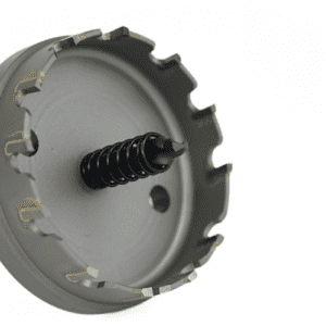 Otwornica TCT Koronet – widok od strony skrawania – zęby z węglika spiekanego – wiertło pilotujące