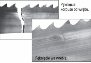 Pęknięcie od wrębu piły taśmowej